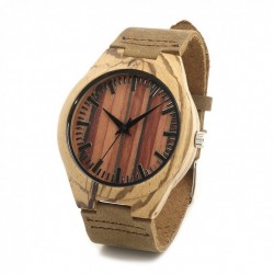 Montre Bois Homme avec bracelet cuir - Jeremiah